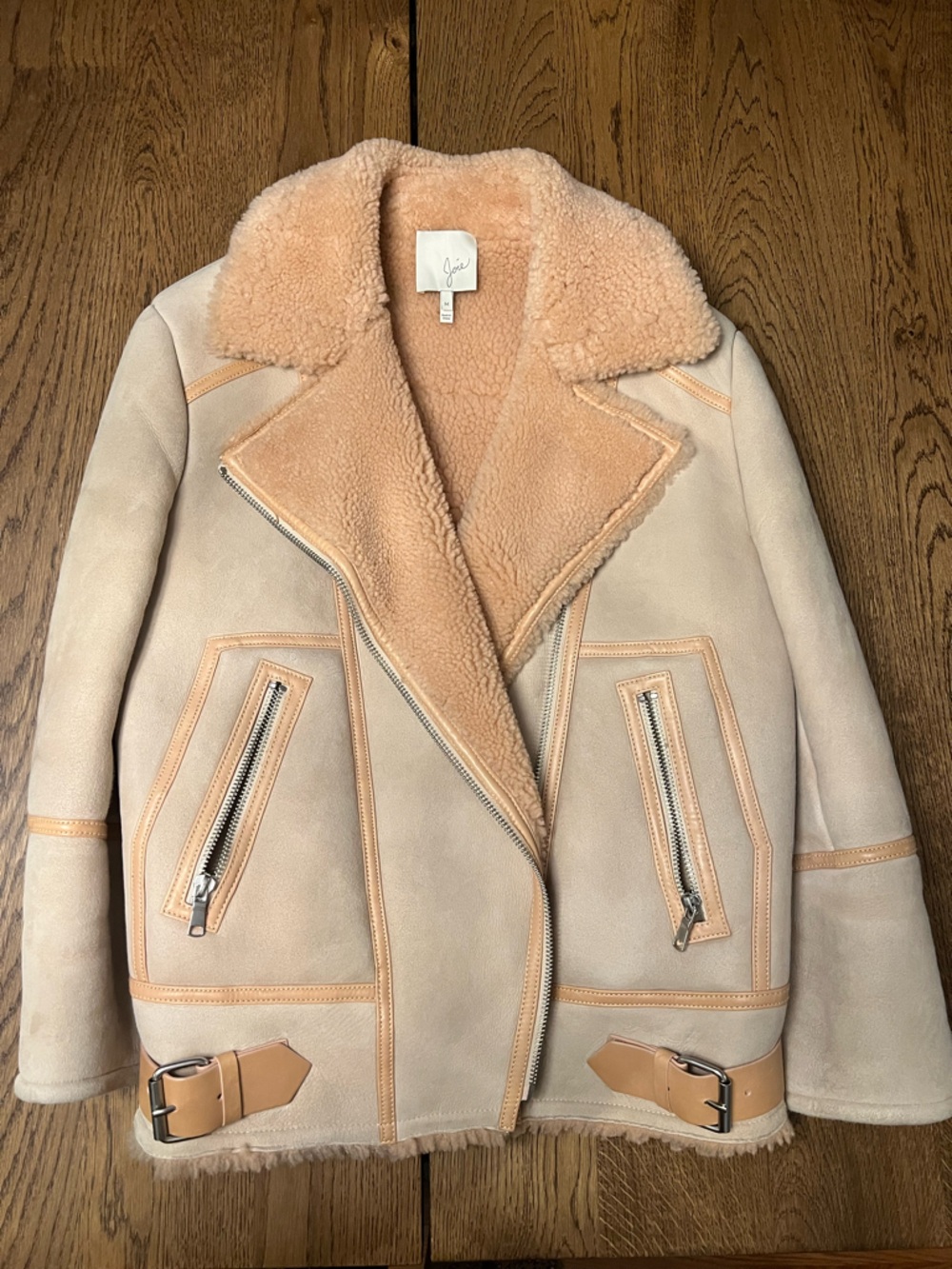 Joie Women’s Beige Teddy Shearling Jacket